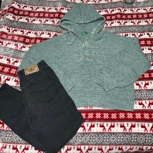 Heathered Teal Hooded Sweater